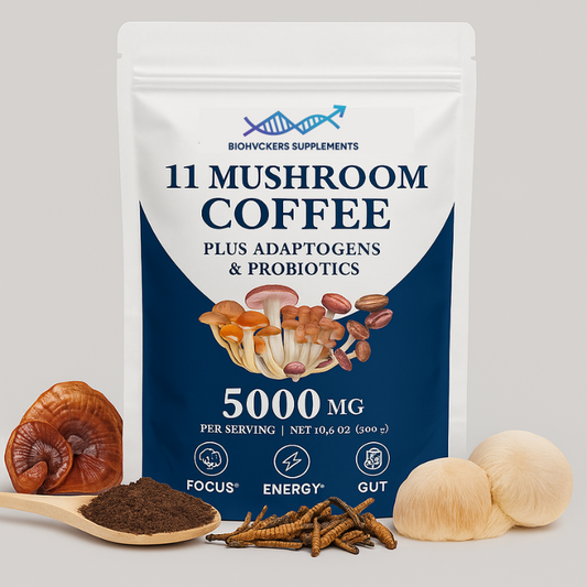 BioHvckers 11 Mushroom Coffee + Adaptogens & Probiotics (300g)